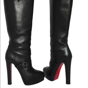 Authentic Christian Louboutin black leather knee high boots 6.5